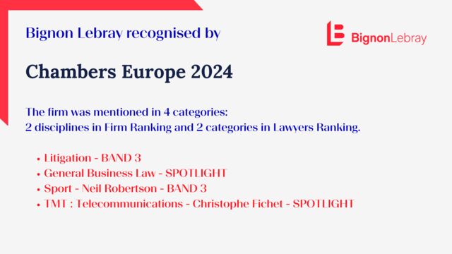 Bignon Lebray recognised by Chambers Europe 2024