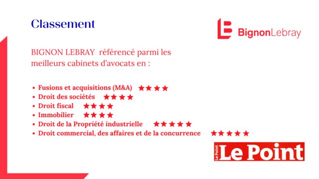 Bignon Lebray reconnu parmi les meilleurs cabinets d’avocats dans le classement 2023 Le Point