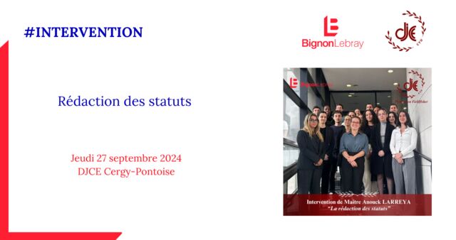 Intervention – DJCE CY Cergy Paris – Rédaction des statuts