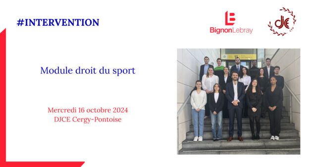 Intervention - DJCE CY Cergy Paris - Droit du sport